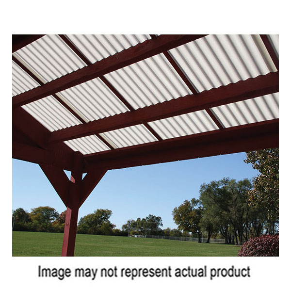 Super 600 Series C25SF.232 Corrugated Roofing Panel, 8 ft L, 26 in W, Fiberglass, White, Smooth