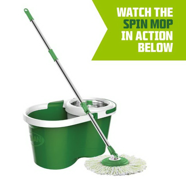 Libman 1163 Spin Mop and Bucket, Stainless Steel/Plastic, Green/White