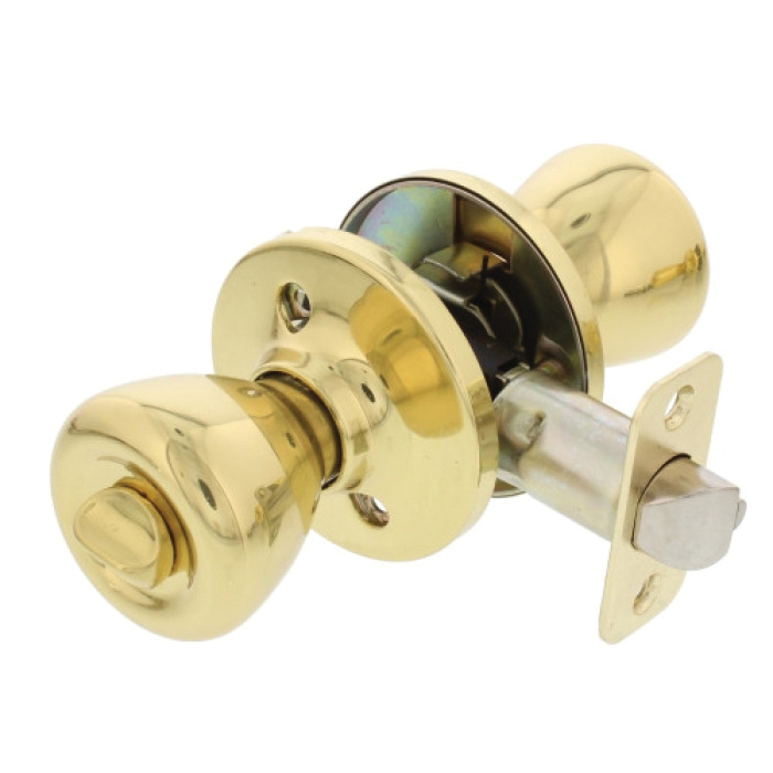 Ultra Hardware 84071 Entry Knob, Knob Handle, Polished, Brass, K2, KW1 Keyway, Residential, 3 Grade, Reversible Hand