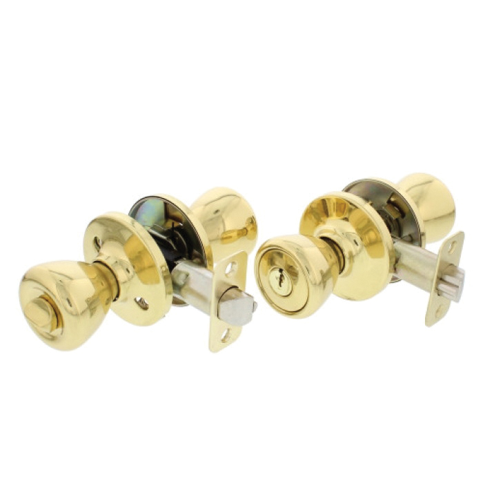 Ultra Hardware 84071 Entry Knob, Knob Handle, Polished, Brass, K2, KW1 Keyway, Residential, 3 Grade, Reversible Hand
