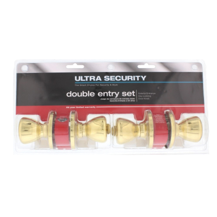 Ultra Hardware 84071 Entry Knob, Knob Handle, Polished, Brass, K2, KW1 Keyway, Residential, 3 Grade, Reversible Hand