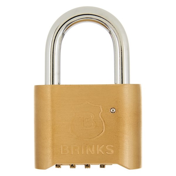 Padlock, Brinks, 5/16 in Dia Shackle, 1 in H Shackle, Steel Shackle, Brass Body, Chrome - 4
