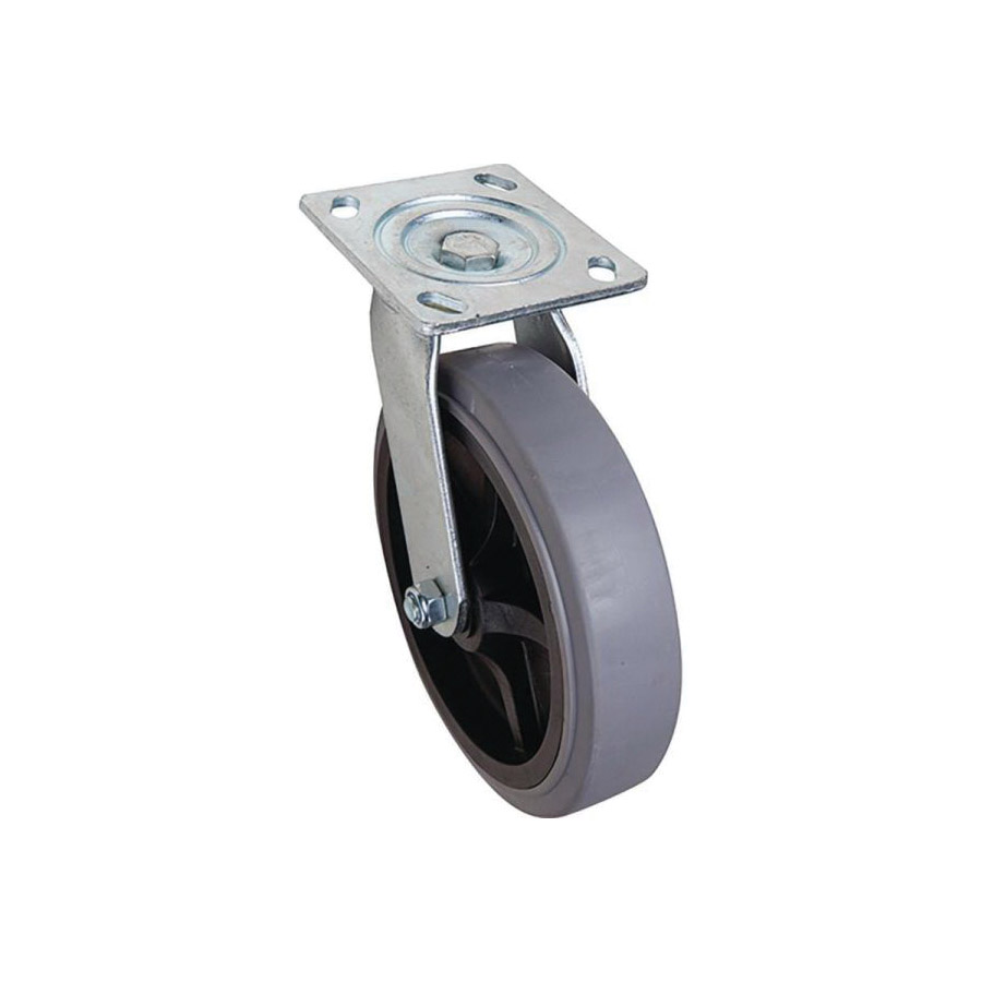 3186 Swivel Caster, 8 in Dia Wheel, Thermoplastic Rubber Wheel, Black/Gray, 700 lb