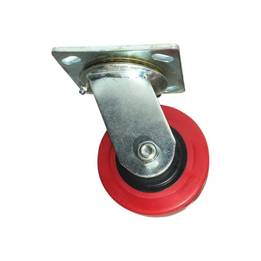Swivel Caster, Shepherd Hardware, 4 in Dia Wheel, Polyurethane Wheel, Red, 600 lb - 2