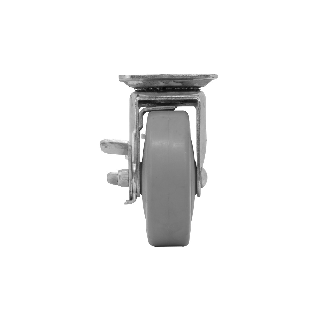 Swivel Caster with Brake, Shepherd Hardware, 4 in Dia Wheel, Thermoplastic Rubber Wheel, Black/Gray, 250 lb - 3