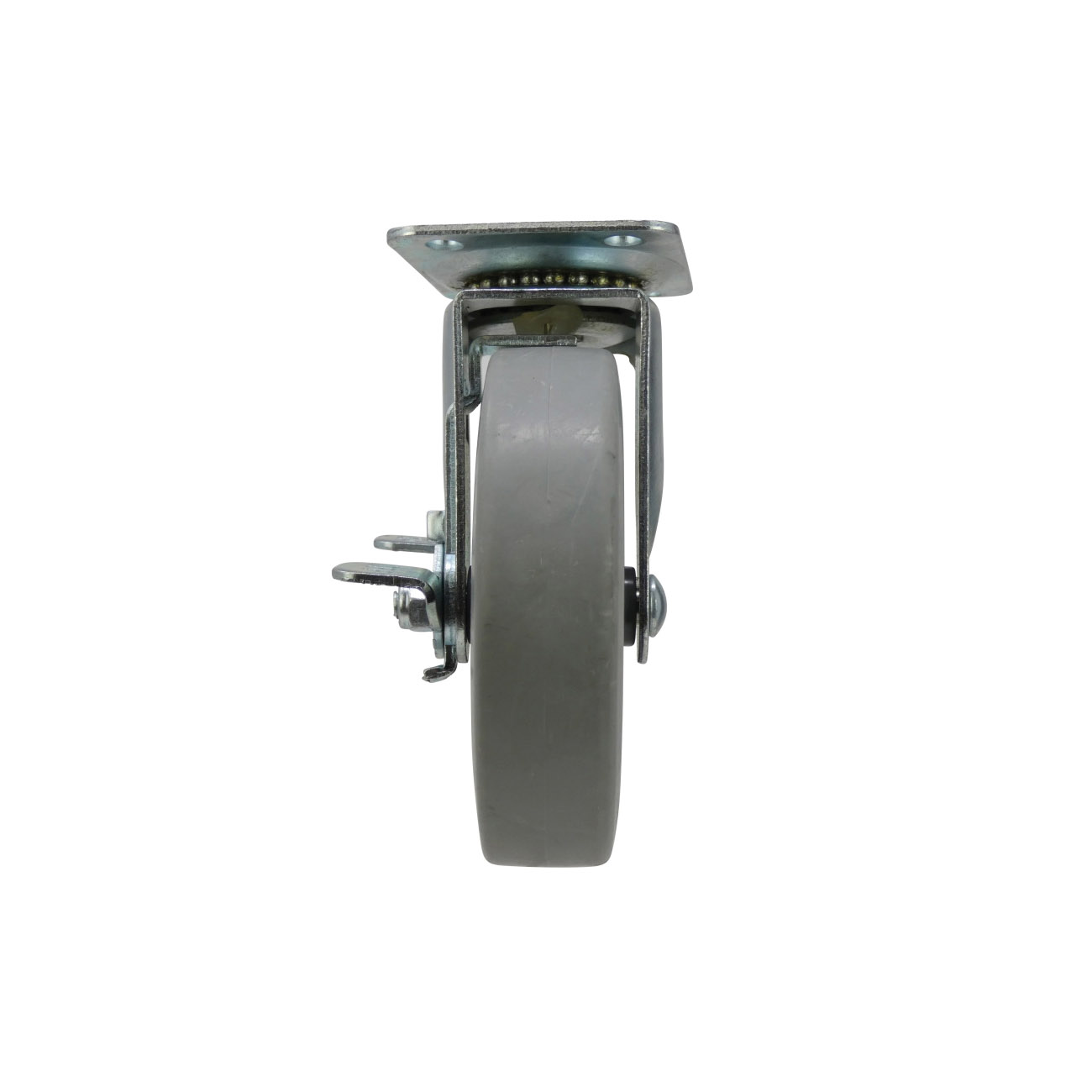 Swivel Caster with Brake, Shepherd Hardware, 5 in Dia Wheel, Thermoplastic Rubber Wheel, Black/Gray, 350 lb - 2