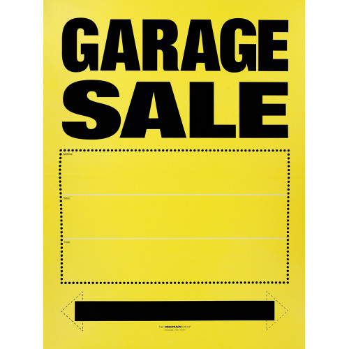 Hillman 848623 Sign, GARAGE SALE, Black Legend, Yellow Background, Plastic, 8 x 12 in Dimensions