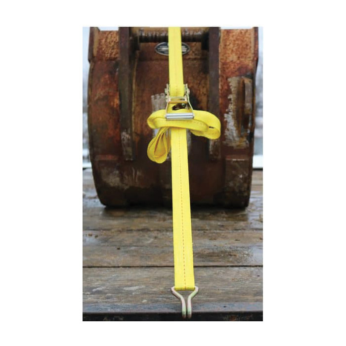 Ratchet Tie-Down, Ancra, 1-1/2 in W, 15 ft L, Polyester, Yellow, 1666 lb Working Load, J-Hook End - 3