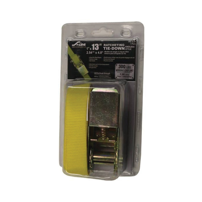 Ratchet Tie-Down, Ancra, 1 in W, 13 ft L, Polyester, Yellow, 300 lb Working Load - 2