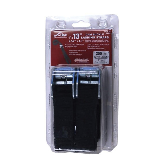 Buckle Lashing Strap, Ancra, 1 in W, 13 ft L, Polyester, Black, 200 lb Working Load - 2