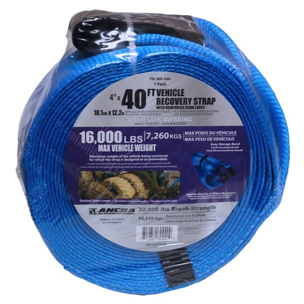 Vehicle Recovery Strap, 4 in W, 40 ft L, Polyester, 16,000 Lb - 2