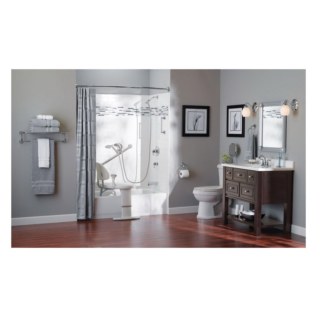 Home Care Designer Grab Bar, Moen, 24 in L Bar, Chrome - 4