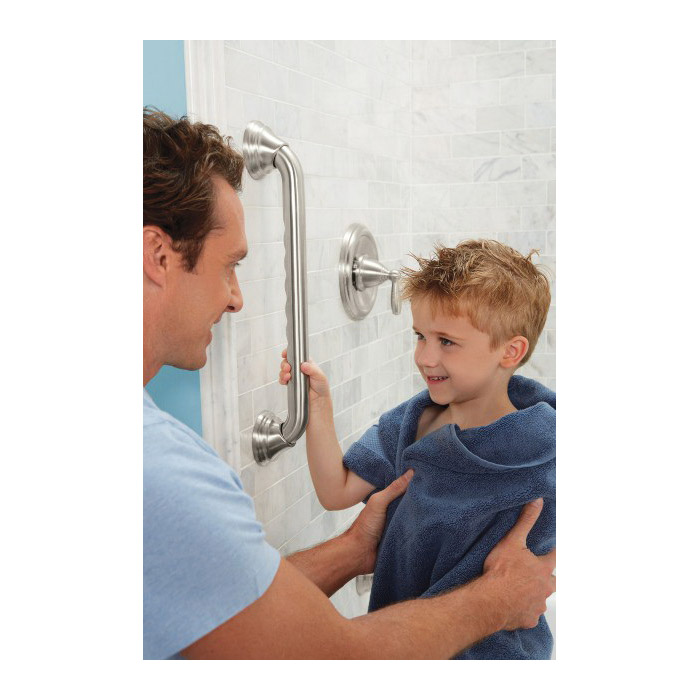 Home Care Designer Grab Bar, Moen, 16 in L, Brushed Nickel - 2