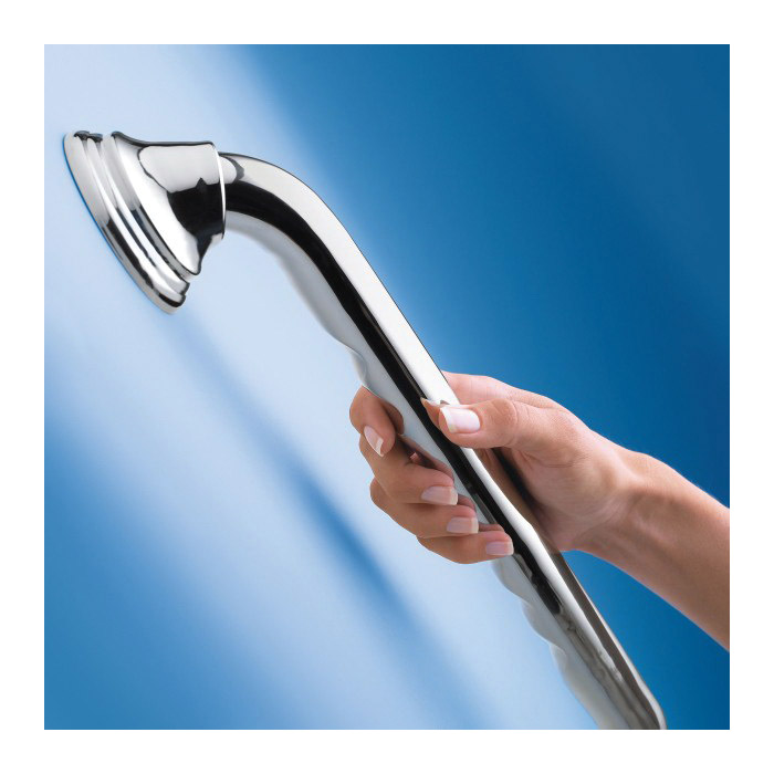 Bath Safety Designer Grab Bar, Moen, 16 in L , Chrome - 3