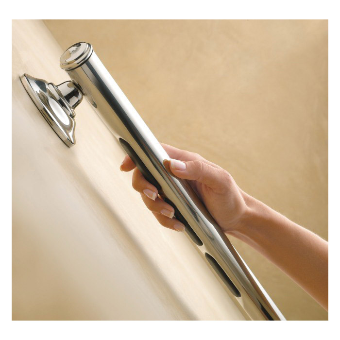 Moen Home Care Series LR8716D1GCH Designer Grab Bar, 16 in L Bar, Stainless Steel, Chrome, Screw Mounting