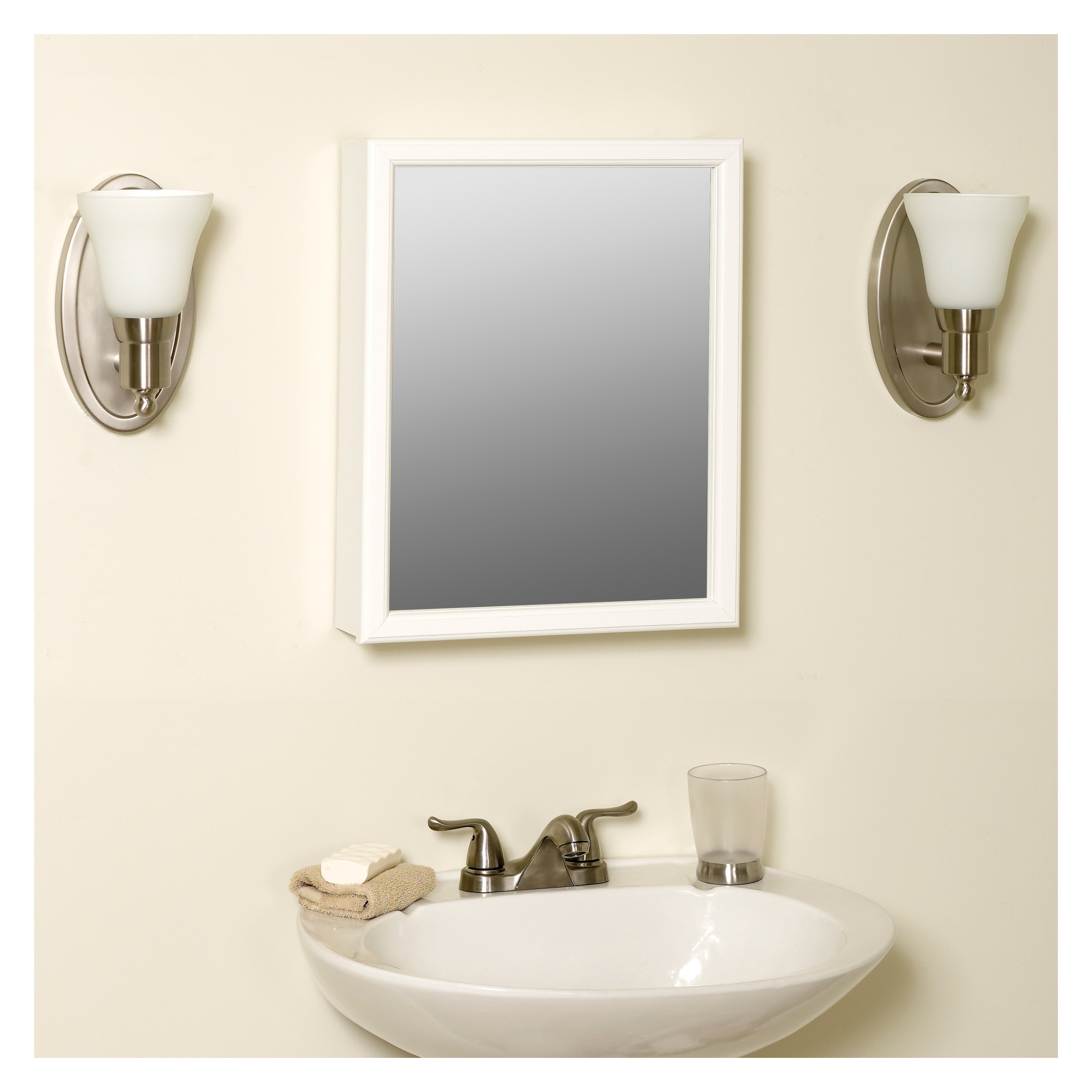 Medicine Cabinet, Zenith, 15.25 in W x 4.5 in D x 19.25 in H, Wood, White, 1-Shelf - 2