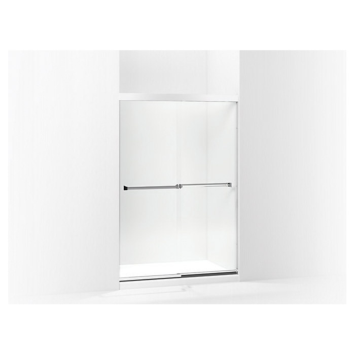 Meritor Frameless Shower Door, Sterling, Silver Frame, Clear Glass - 1