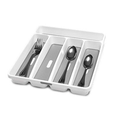Small Silverware Tray, Madesmart, 12.9 in W, 11-2/5 in D, Plastic, White - 2