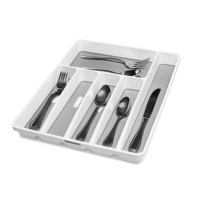 Large Silverware Tray, Madesmart, 16 in W, 12.9 in D, Plastic, White - 2
