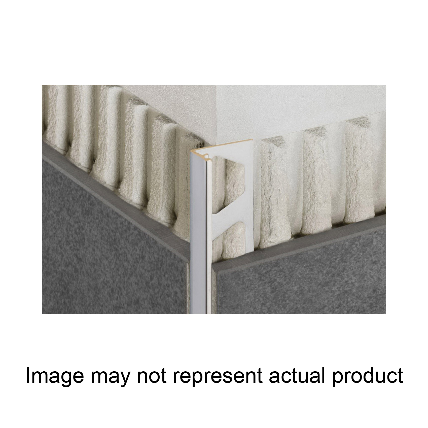 Tile Edge Trim, Schluter Schiene, 8 Ft L, 3/8 in H, Aluminum, Dark Anthracite, Textured - 1