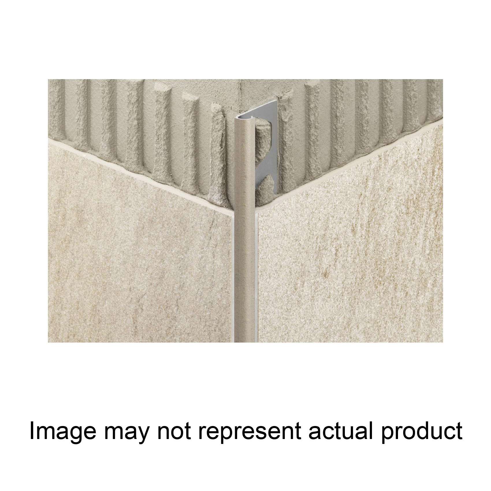 SCHLUTER RONDEC PROFILE TILE BULLNOSE TRIM, 8 FT L, 3/8 IN H, ALUMINUM, CREAM, TEXTURED - 1