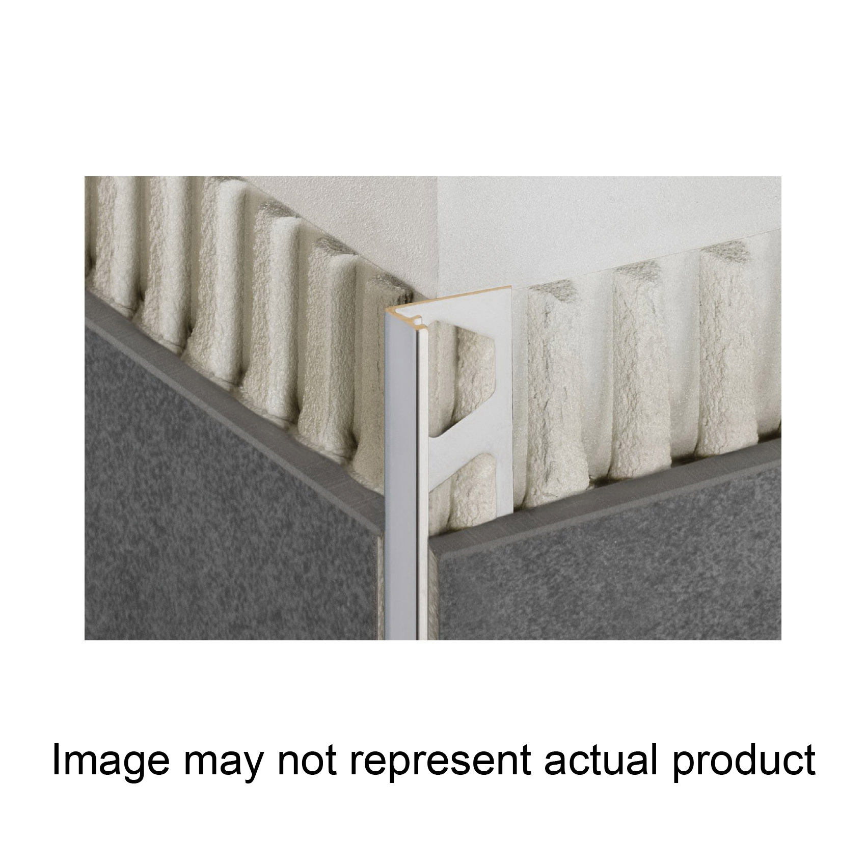 Tile Edge Trim Profile, Schluter Schiene, 8 Ft L, 3/8 in H, Aluminum, Brushed Nickel Anodized - 1