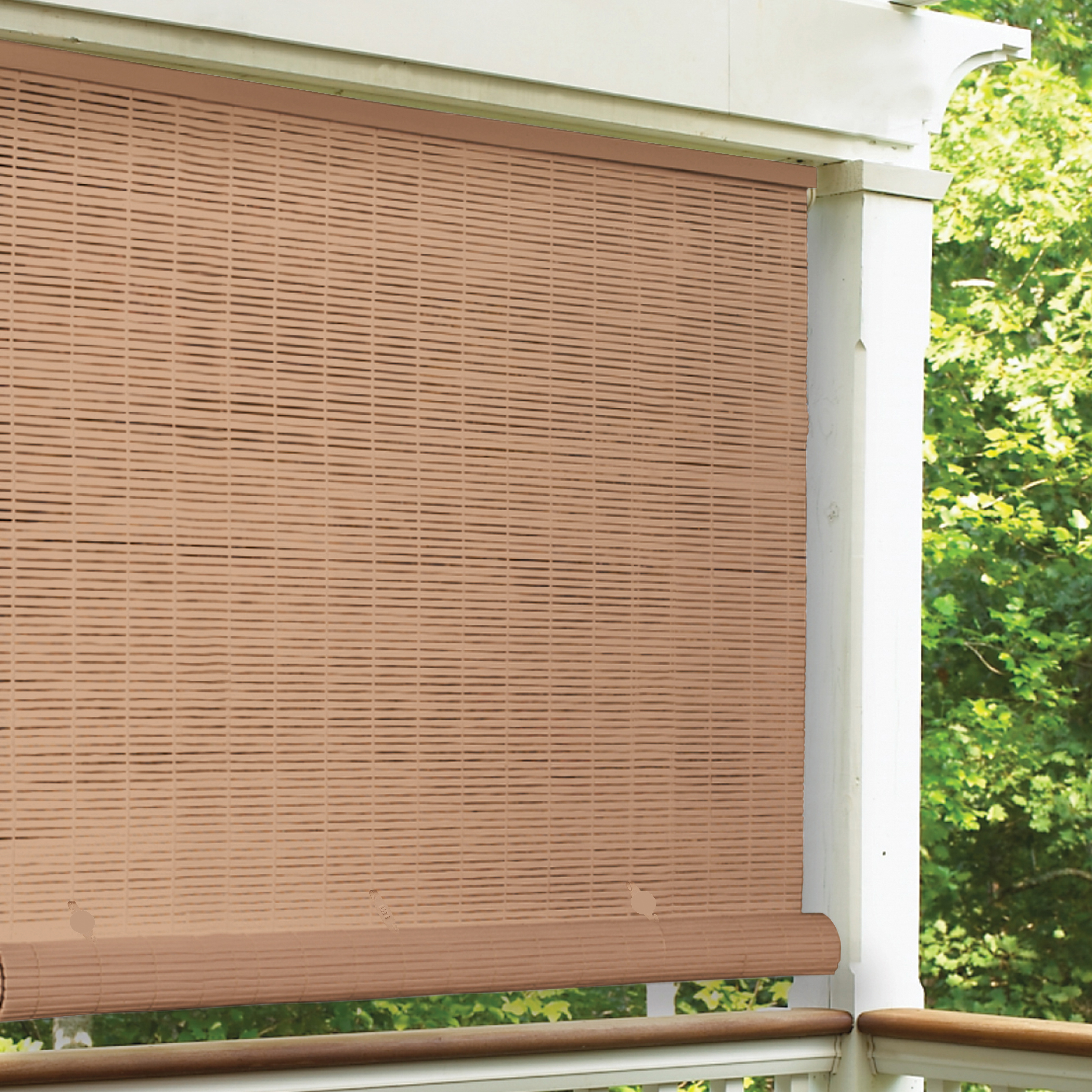 RADIANCE 3321266 Roll-Up Exterior Shade, 72 in L, 72 in W, PVC, Woodgrain - 4