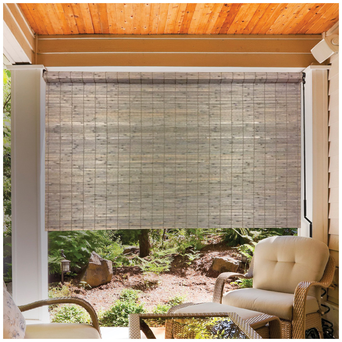 Sun Shade with Crank, Radiance, 72 in L, 72 in W, Bamboo - 3