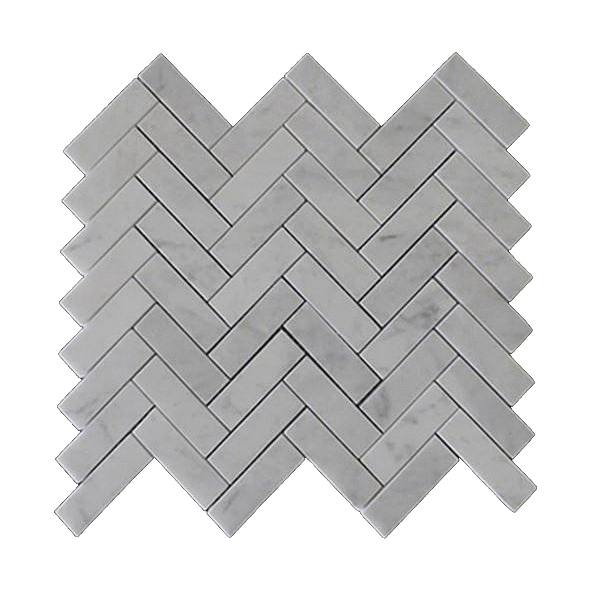 Mosaic Tile, Carrara Italia, Stone, Herringbone, 12 in L, 1 in W - 2