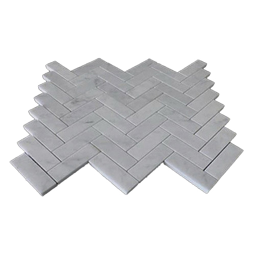 Mosaic Tile, Carrara Italia, Stone, Herringbone, 12 in L, 1 in W - 4