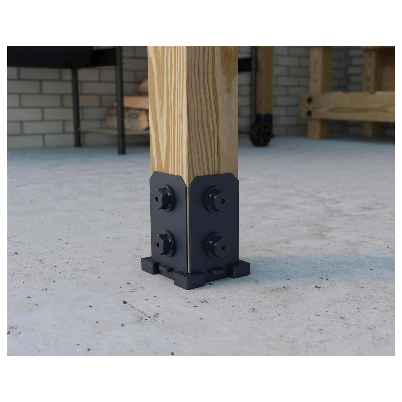 Ozco 51707 Post Base, 4 x 4 in Post, 7 ga, Steel, Powder-Coated
