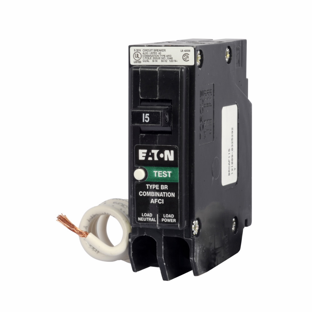 Circuit Breaker, Eaton, AFCI, BR, 20 A, 1-Pole, 120 V, Plug - 3