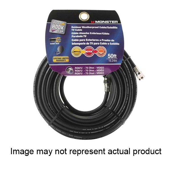 Just Hook It Up 140038-00 RG6 Coaxial Cable, Female, Female, Black Sheath, 100 ft L - 1