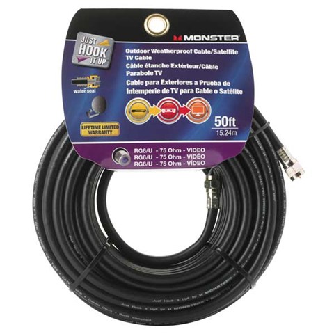 Just Hook It Up 140040-00 RG6 Coaxial Cable, Female, Female, Black Sheath