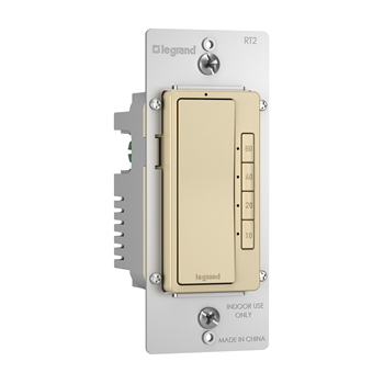 Radiant Digital Timer Switch, Legrand, 10, 20 40, 60 min Time Setting, In-Wall Mounting, Ivory - 3
