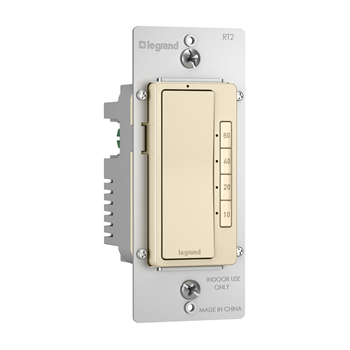 Legrand radiant RT2LA Digital Timer Switch, 10, 20 40, 60 min Time Setting, In-Wall Mounting, Light Almond