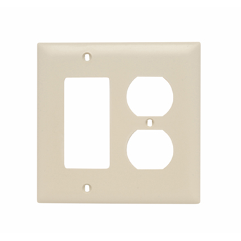 Pass & Seymour TP826I Combination Wallplate, 4-11/16 in L, 4-3/4 in W, Standard, 2 -Gang, Nylon, Ivory
