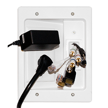 Recessed Wallplate, Legrand, 6-1/4 in L, 8 in W, 2 -Gang, Plastic, White - 3