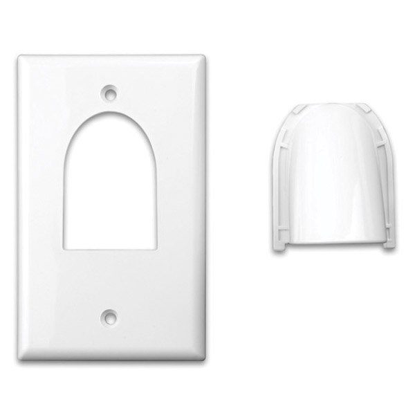Just Hook It Up 140680-00 Wallplate, 2 -Gang, 2 -Outlet, Plastic, White - 1