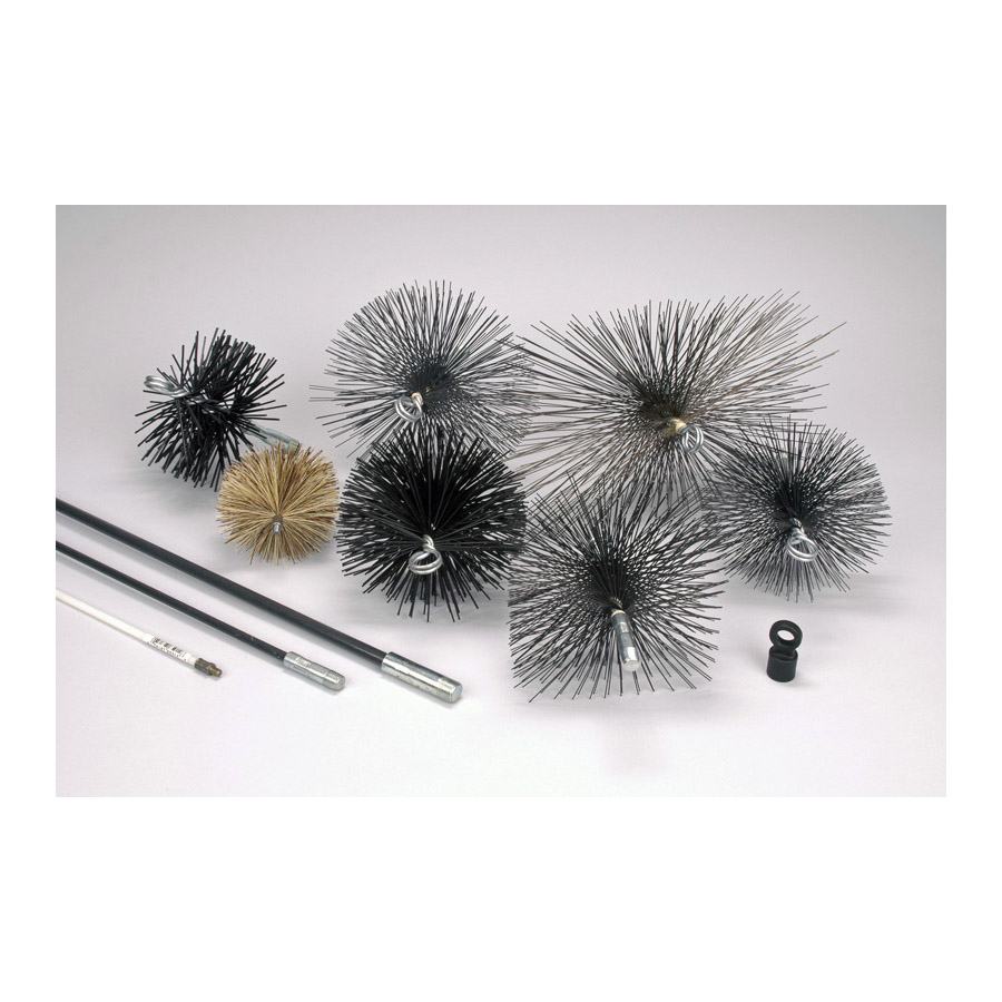 Round Chimney Brush, Meeco, 6 in Dia Brush, Metal Bristle - 2