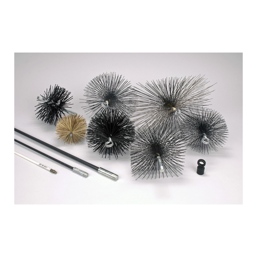 Round Chimney Brush, Meeco, 7 in Dia Brush, Metal Bristle - 2