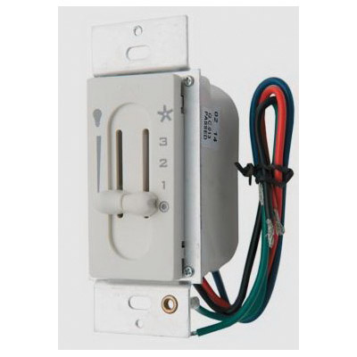 Hunter 27182 Fan/Light Slide Wall Control, 1.6 A, 120 VAC, White
