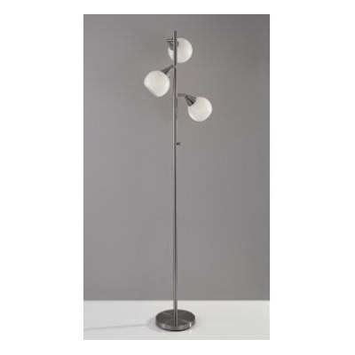 Phillip Floor Lamp, Adesso, 71 in H, 3-Light, Brushed Steel - 2