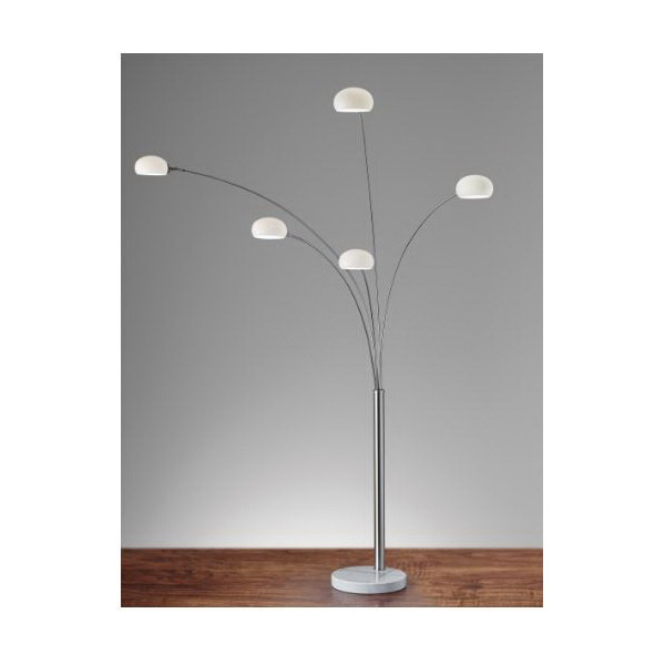 Luna Arc Floor Lamp, Adesso, 86 in H, 5-Light, Satin Steel - 2