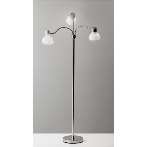 Presley 3-Arm Floor Lamp, Adesso, 69 in H, 3-Light, Polished Nickel - 3
