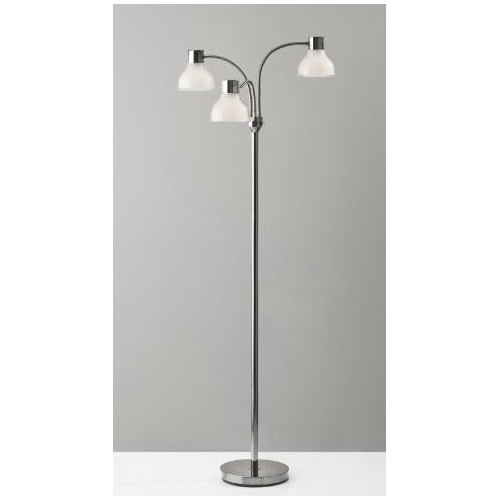 Presley 3-Arm Floor Lamp, Adesso, 69 in H, 3-Light, Polished Nickel - 4