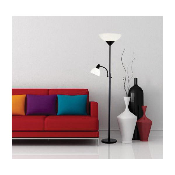 Floor Lamp, Adesso, Piedmont Combo, Torchiere, 71 in H, 3-Light, Black - 4