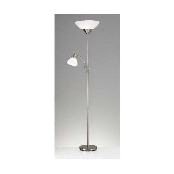 Floor Lamp, Adesso, Piedmont Combo, Torchiere, 71 in H, 3-Light, Brushed Steel - 2