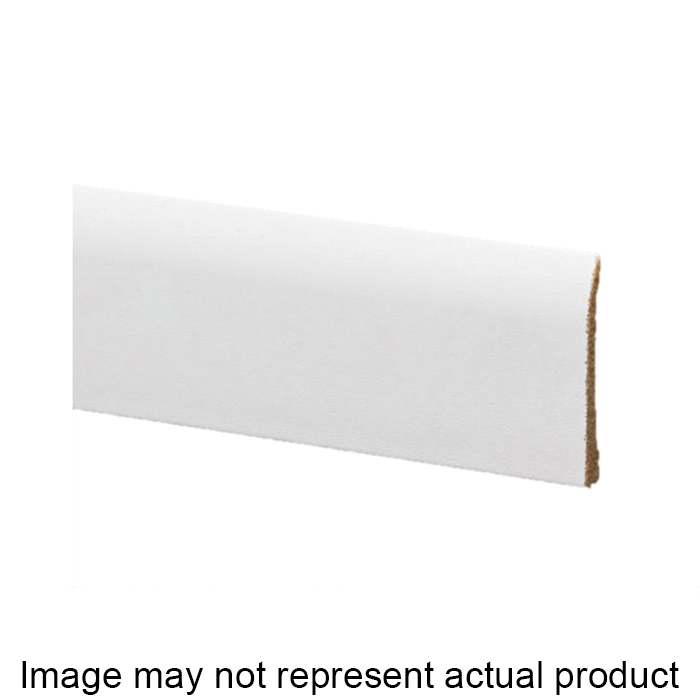 Inteplast Group 725-WHITE Baseboard Moulding, 8 ft L, 2-3/8 in W, 5/16 in Thick, Smooth Profile, Polystyrene