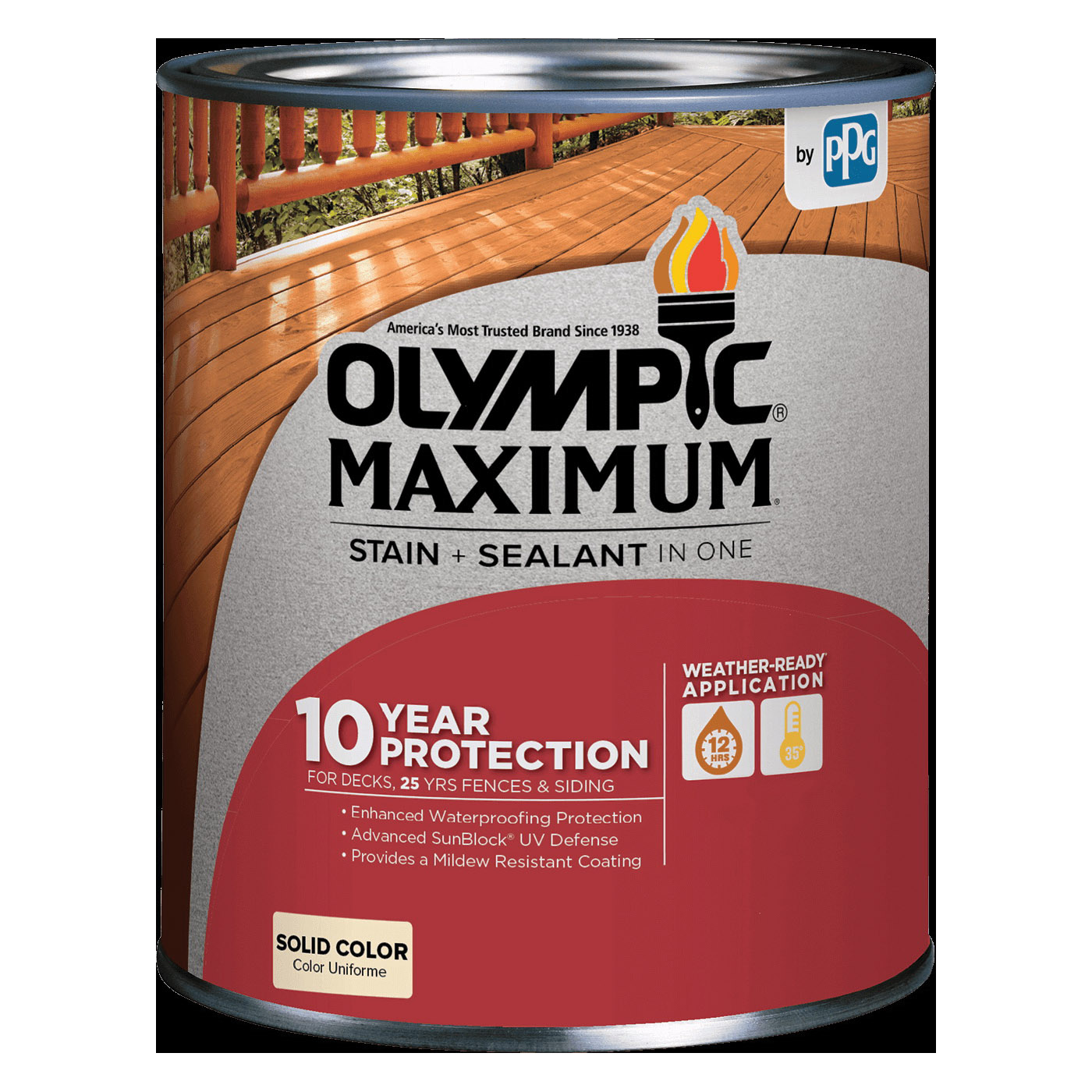 Olympic MAXIMUM 79601A-01 Stain and Sealant, White, Liquid, 1 gal